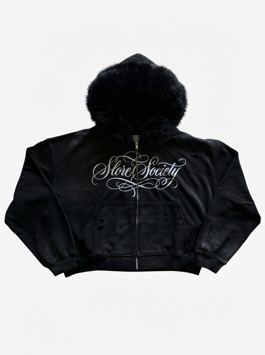 WASHED FUR HOODIE
